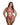 Woman wearing a red fishnet Playboy lingerie set on a white background