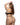 back view of plus size black eyelash lace teddy with a plunging neckline and front hardware detail. Single string thong back.
