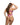 Woman wearing a purple lingerie set on a white background