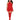 Woman wearing a red dress and stockings on a white background