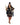 Woman in a black flapper dress with accessories on a white background