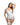 Woman wearing a white lace lingerie set on a white background