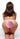 Partial nude image of a person with a pink bunny tail on a white background