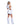 Woman wearing a white polar bear costume on a white background