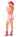 Woman wearing a pink cowgirl costume with a gun on a white background