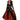 A woman modeling a vampire costume with a black faux-leather bodysuit, red satin cape lining, and red trim details, photographed against a plain white background.