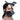 Black leather dog muzzle worn by a woman on a white background