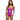 Woman wearing a purple lace lingerie set on a white background