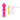 Pink handheld wand vibrator with features listed on a white background