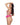 Woman wearing a pink lingerie set on a white background