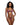 Model wearing a pink and black lingerie set on a white background