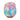 Colorful tie-dye rose vibrator with star pattern on a white background
