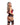 Woman wearing a red corset and black lace lingerie on a white background