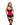 Woman wearing a red corset and black lace stockings on a white background
