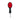 Black paddle with red center on a white background