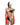 black, white and red bra and high waisted thong set with matching red gloves