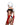 back view of black, white and red bra and high waisted thong set with matching red gloves