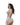 back view of stretch satin blue sequin mesh skirt and bra. Matching thong included