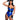 blue playboy police costume with Vinyl Zip-Up Bodysuit, Suspenders with Bunny Detail, Belt, Handcuffs, and Hat with Playboy Nameplate