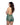 back view of green backless halter neck sheer lace romper