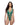 green eyelash lace teddy with a plunging neckline and front hardware detail. Single string thong back.