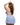 back view of plus size baby blue chantilly lace and mesh babydoll with chiffon skirt and plunge bralette cup. Satin trim and ribbon bow detail and matching thong included
