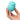 Hand holding a teal silicone rose-shaped vibrator on a white background