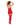 Woman wearing a red dress and stockings on a white background
