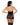 Woman wearing a black lace lingerie set on a white background