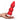 Red strawberry-shaped dildo with white cream on a hand against a white background