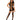 Woman wearing a black strappy dress and stockings on a white background