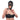 Woman wearing a black lace bra and hood on a white background