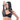 Woman wearing a black bra holding a black paddle on a white background