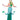 A model wearing a green and white sequin mermaid costume with a tube top and double layered skirt, holding a coffee cup.