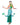 A model wearing a green and white sequin mermaid costume with a tube top and double layered skirt, holding a coffee cup.