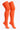 A pair of bright orange ribbed knee-high socks displayed on invisible forms against a clean white background.