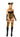 A model wearing a tiger-print bodysuit with faux fur detail, gloves, thigh-high leg warmers, a garter belt, and a headpiece. The outfit is paired with high-heeled boots.