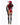 Woman wearing burgundy pirate costume back view