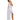 Woman wearing a white and gold Greek goddess costume on a white background