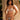 Woman wearing a beaded bikini set with a neutral background