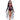 Woman wearing a red and black Halloween costume with a white background