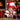 White teddy bear with red Santa hat holding candy cane and crop in front of a Christmas tree and gift box.