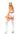 Woman wearing a white nurse costume with red accents on a white background