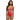 Woman wearing a coral lace lingerie set on a white background