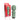 Green mini wand vibrator with textured surface next to its red packaging on a white background