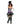 Harlequin costume with top hat and colorful dress on a white background