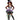 Person wearing a colorful costume with a top hat on a white background