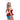 Woman in a red and blue costume with bunny ears on a white background