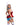 Woman in a red and blue costume with bunny ears on a white background