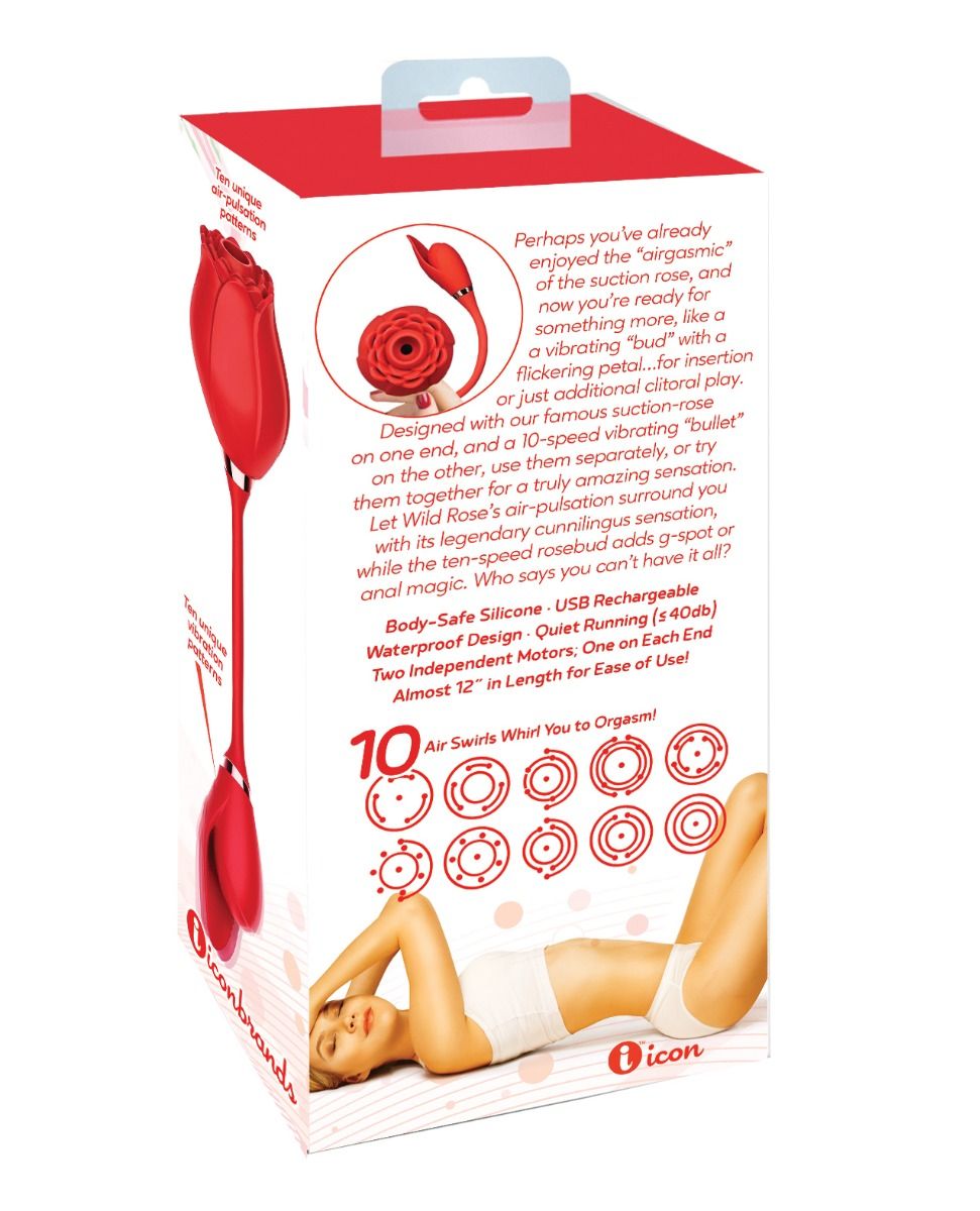Wild Rose Suction & Bullet Vibrator - Red Adult Toy Box Wild Rose Suction & Bullet Vibrator - Red Adult Toy Box